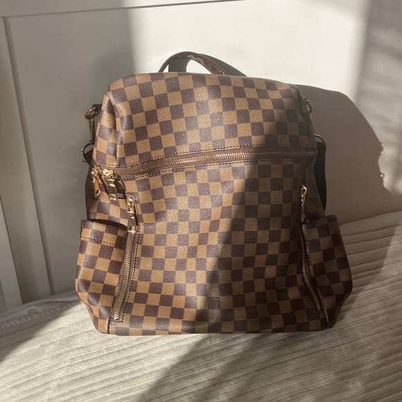 Checkered Brown Backpack - Picture 1 of 5